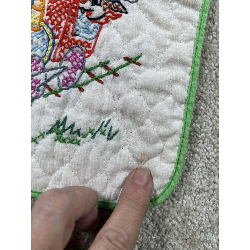 Vintage Disney Baby‎ Bib Hand Embroidered Train Paragon Nursery 12x8 Inch